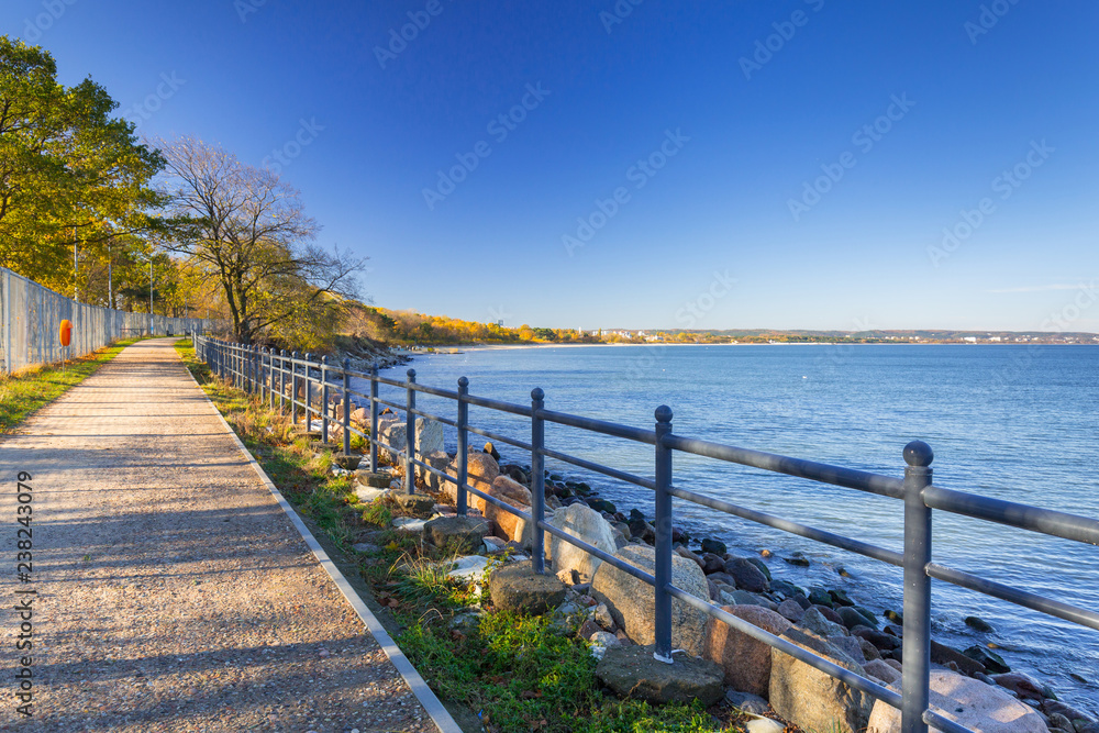 Promenade by the sea in Gdansk Nowy port, Poland