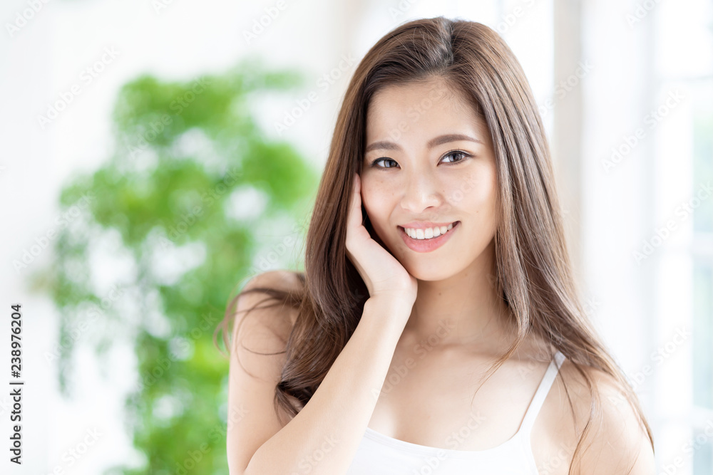 attractive asian woman skincare image