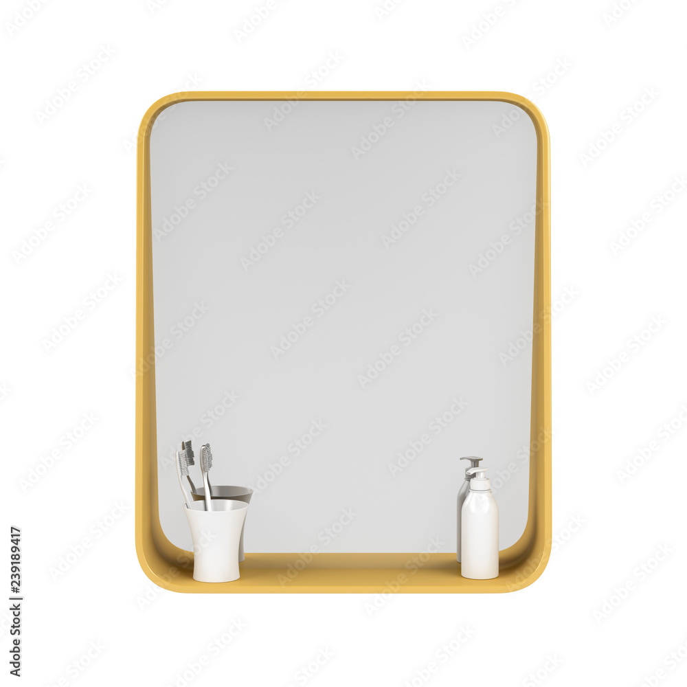 Bathroom mirror isolated on white background