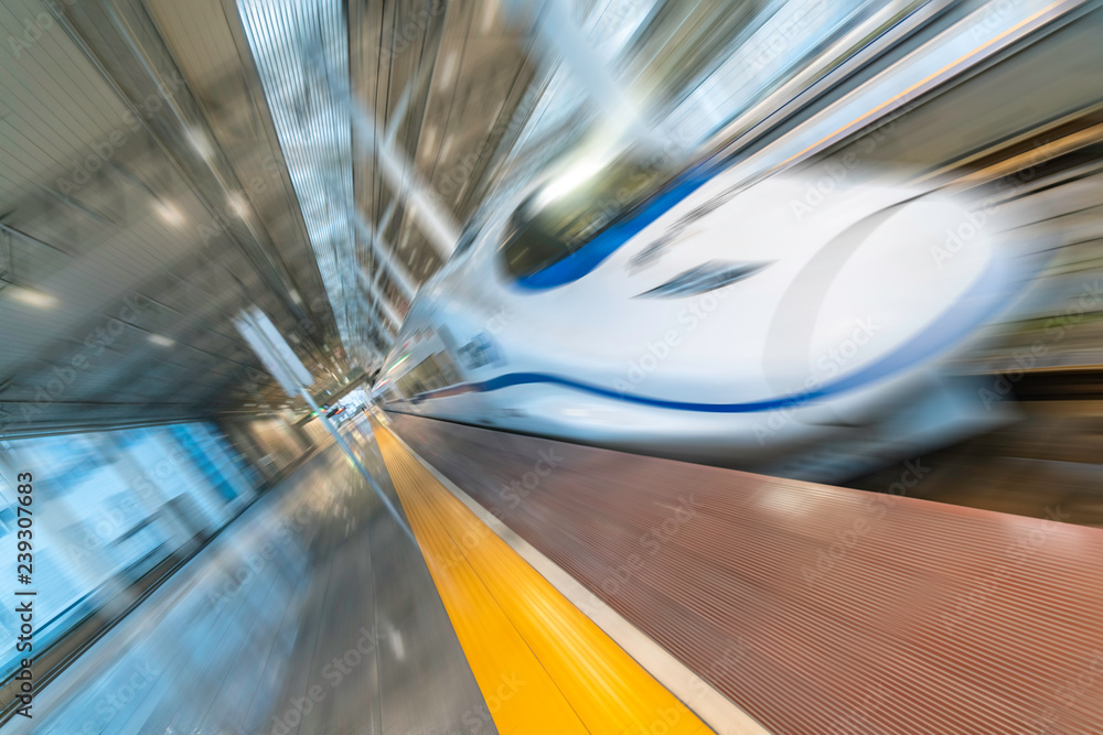 high speed train in motion