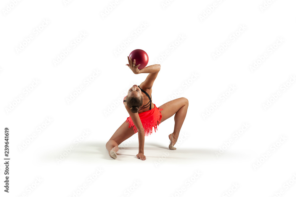 Rhythmic gymnastics isolated on white