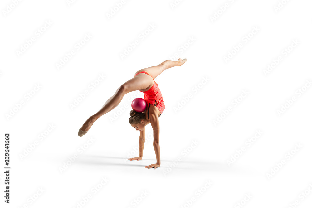 Rhythmic gymnastics isolated on white