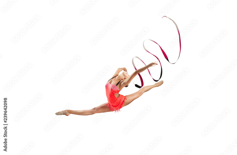 Rhythmic gymnastics isolated on white