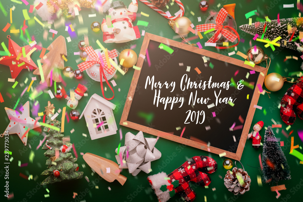 festive celebration background ideas concept with christmas eve holiday decorating items green color