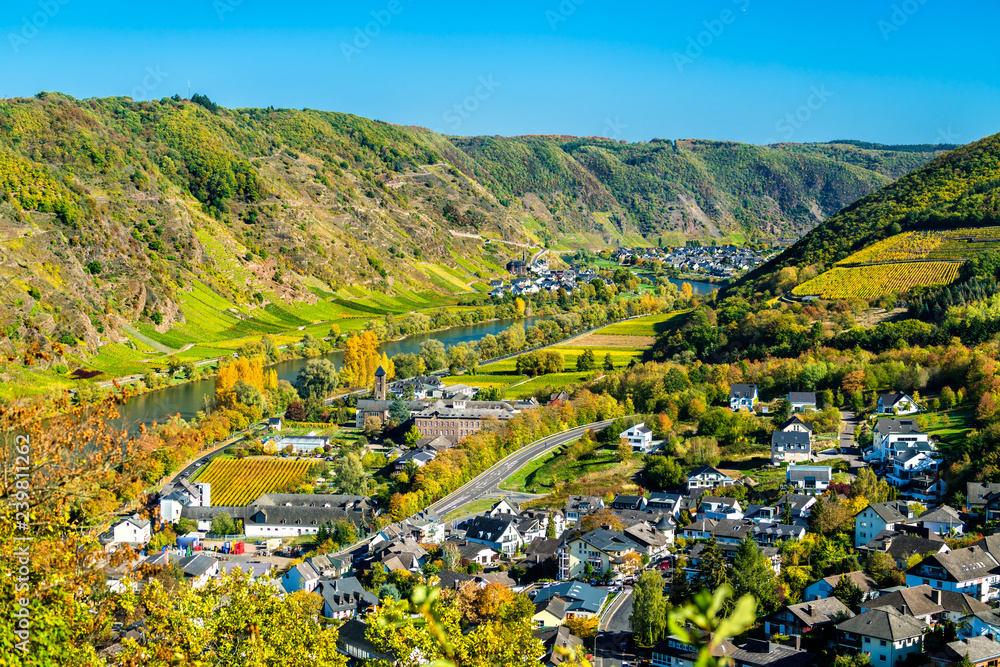 Aerial view of Cochem and the Moselle in Germany