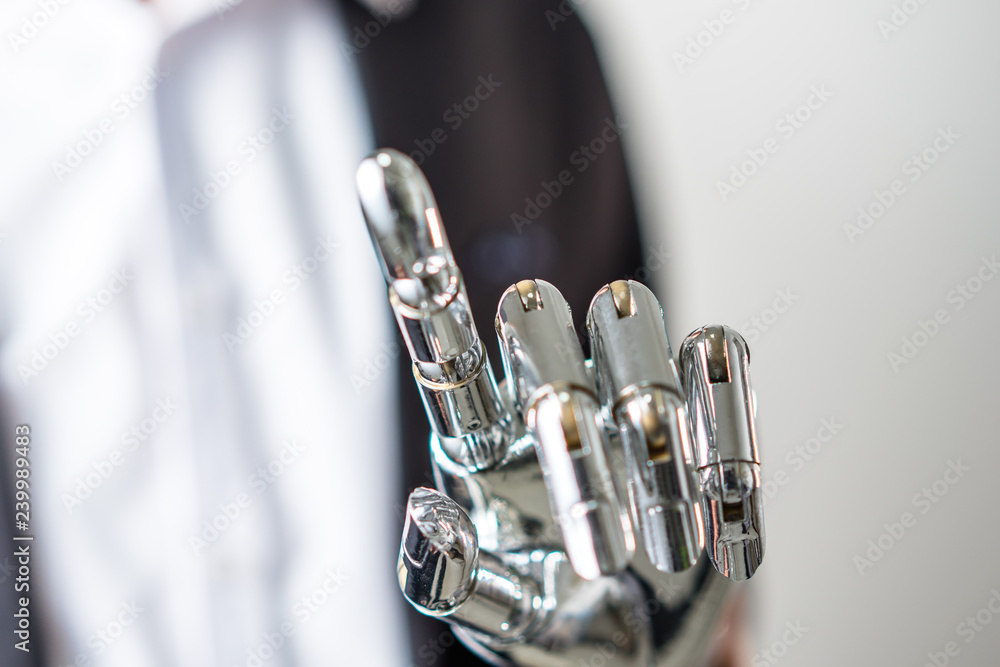 close up of robot hand