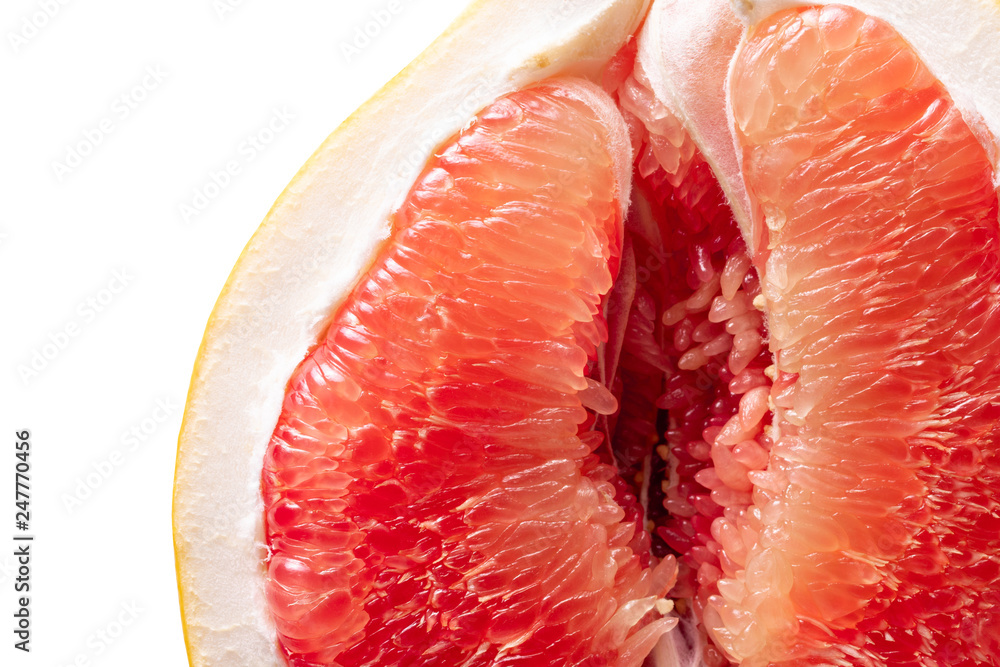 red pomelo closeup on white isolate background