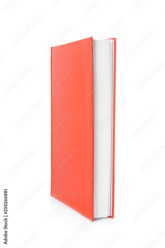 Book with blank cover on white background