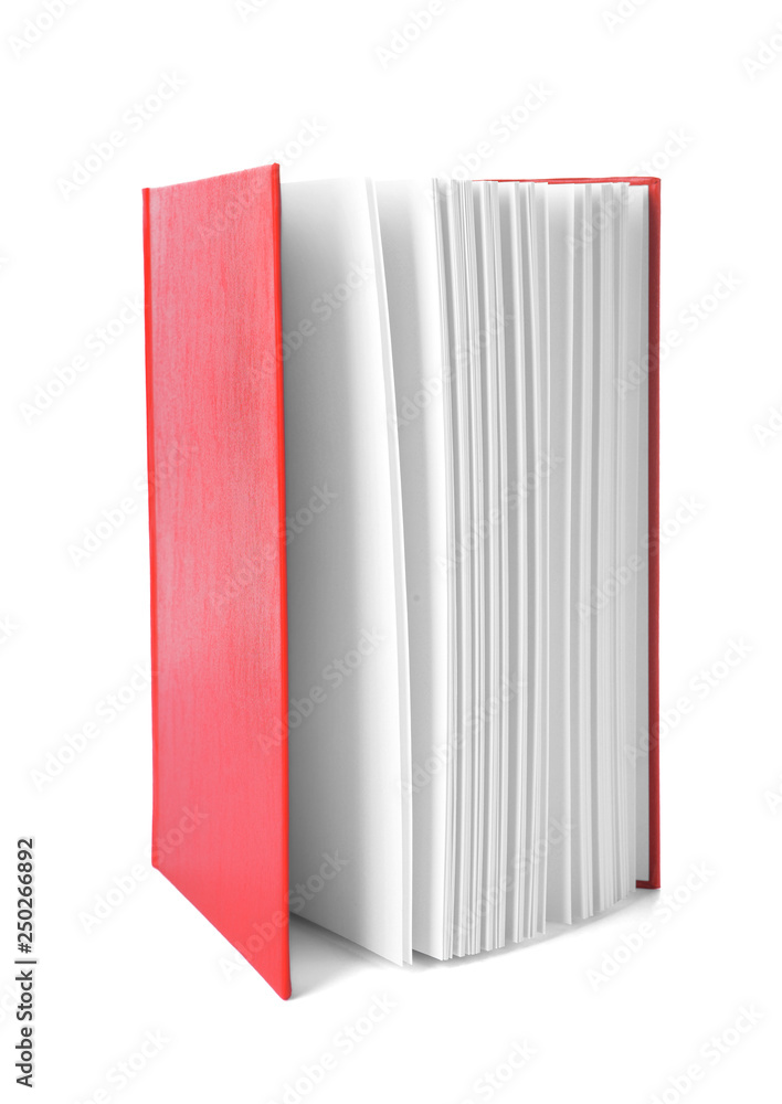 Book with blank cover on white background