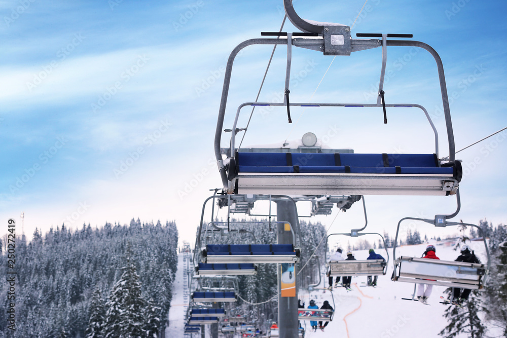 Ski lift at mountain resort