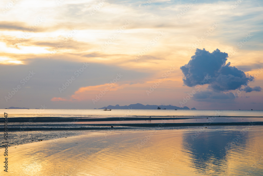 sunset on the beach for natural background