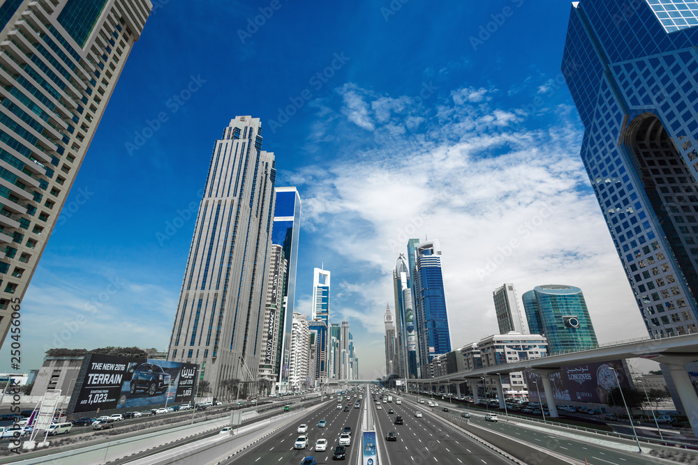 Dubai city center skyline, United Arab Emirates