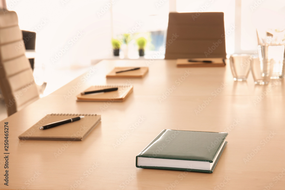 Empty conference room prepared for meeting