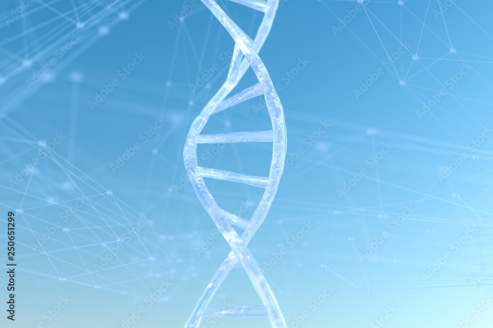 3d rendering, DNA with blue background