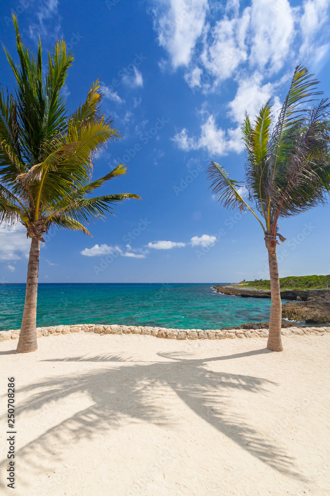 Beautiful beach at Caribbean sea in Yucatan, Mexico