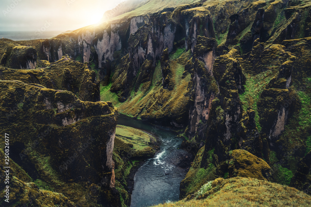 Unique landscape of Fjadrargljufur in Iceland.