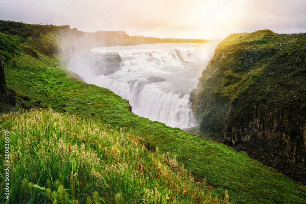 Landscape of Gullfoss waterfall in Iceland.