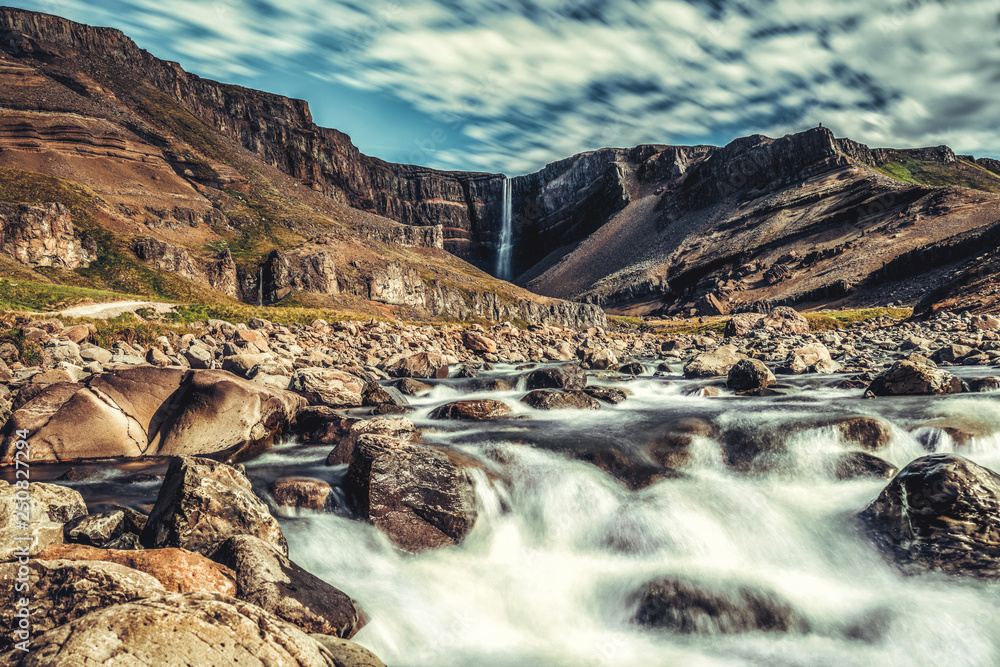 Beautiful Hengifoss Waterfall in Eastern Iceland.