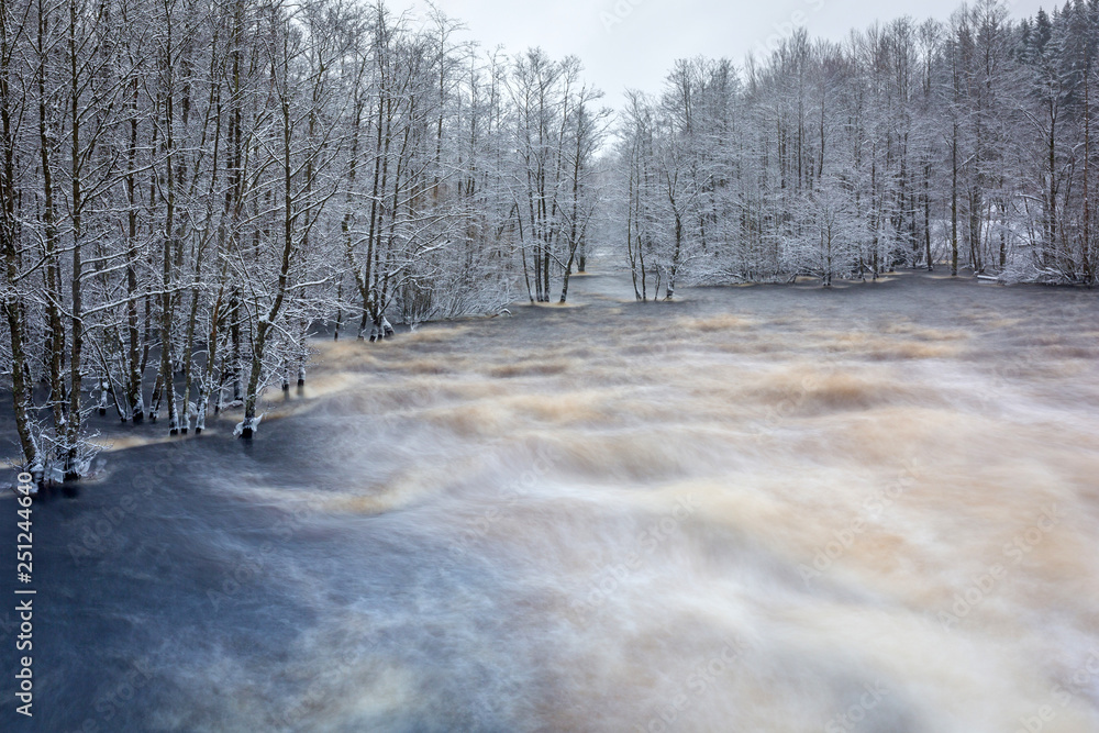 瑞典雪冬的野生莫鲁姆河