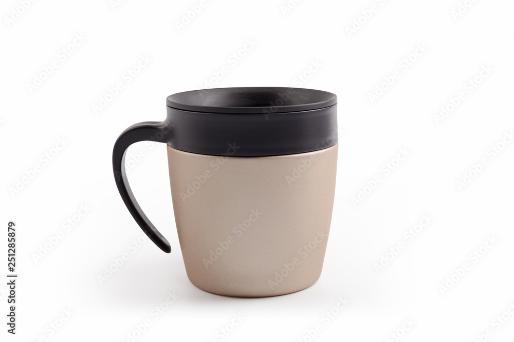 stainless steel coffee thermal mug isolated