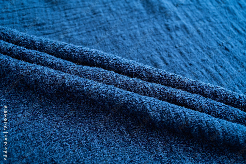 Blue washed linen cotton fabric texture background material