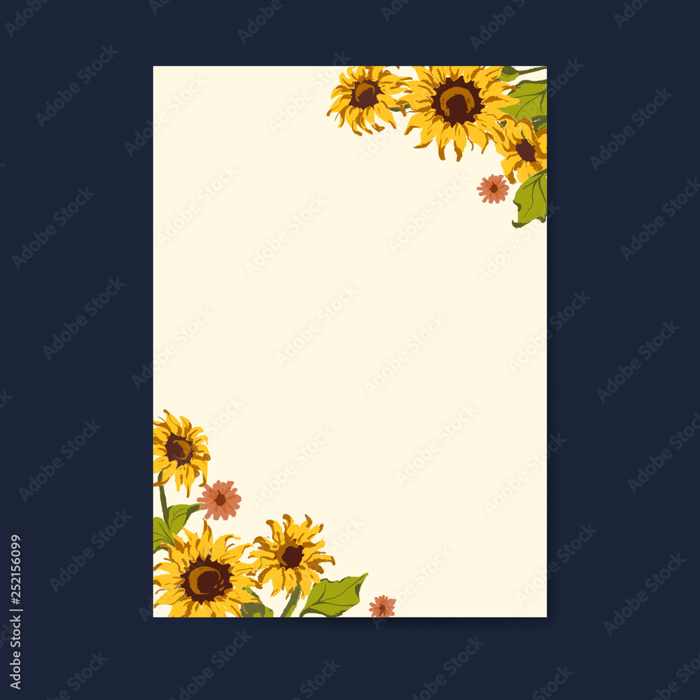 Blank sunflower card template