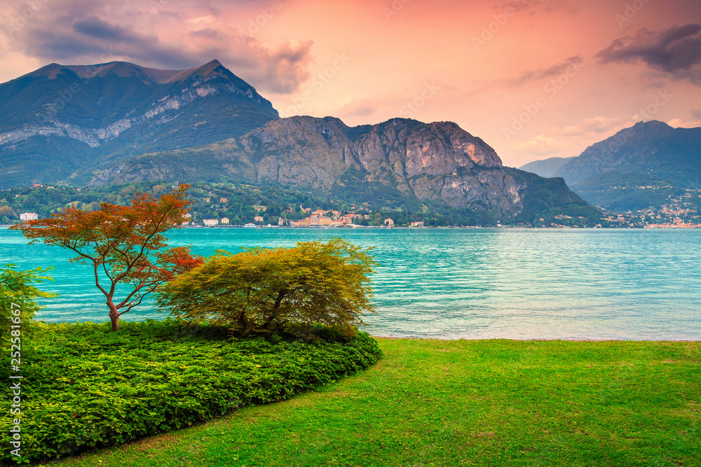 Botanical garden of villa Melzi and lake Como, Bellagio, Italy