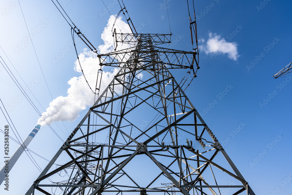 high voltage power transmission tower