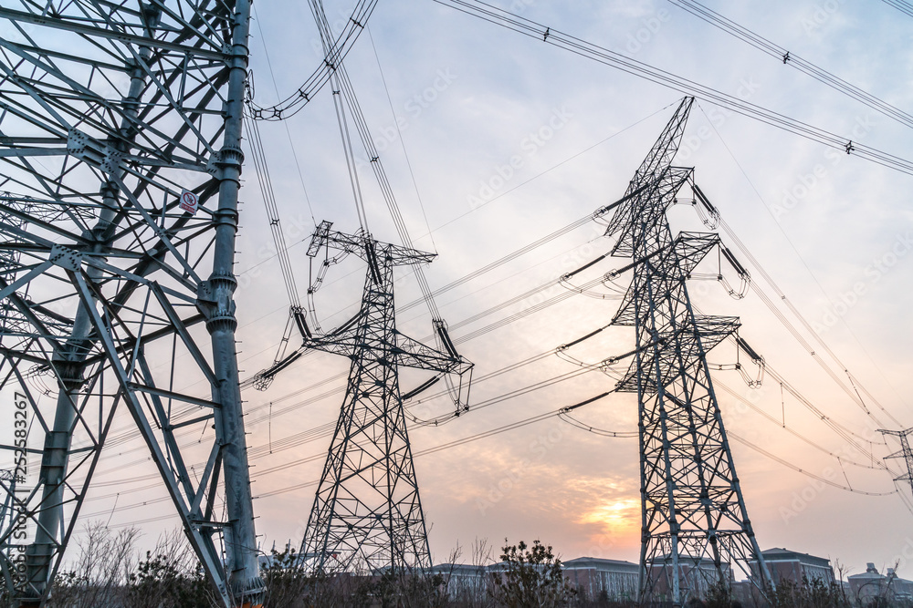 high voltage power transmission tower