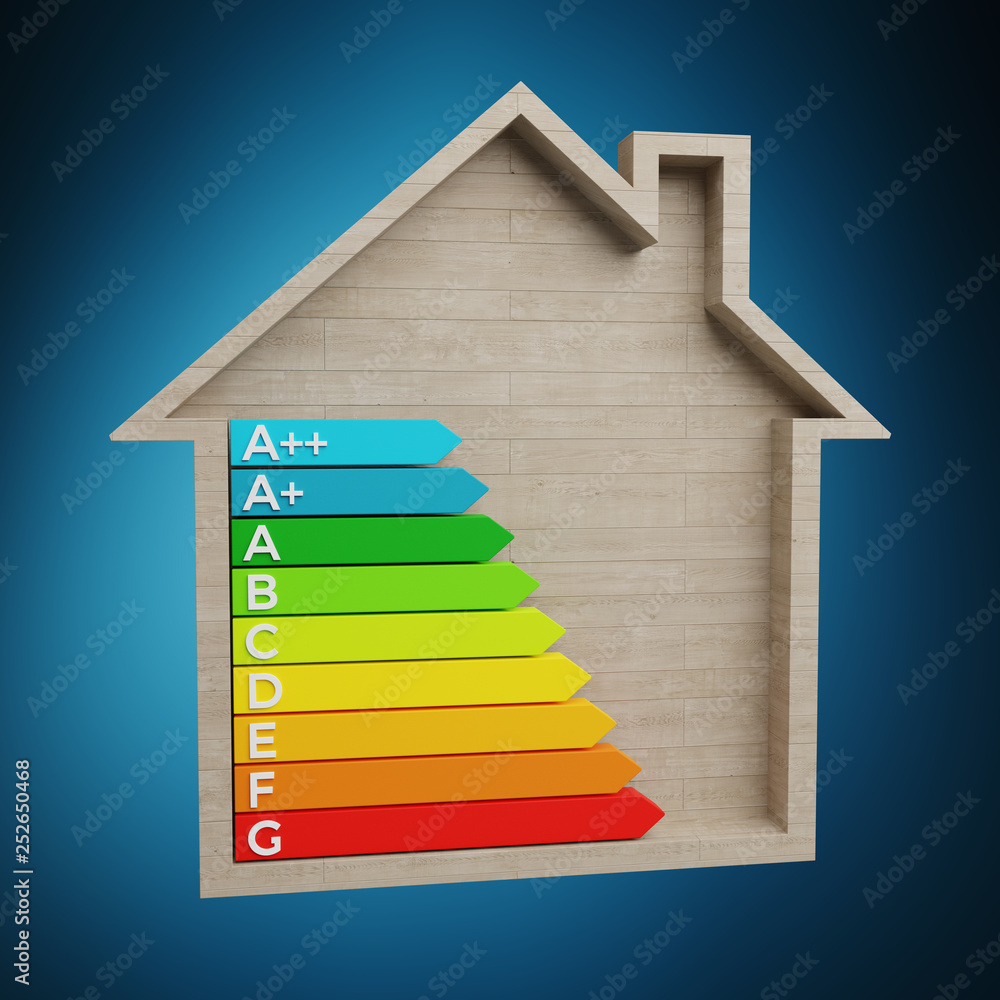 木屋中的3D渲染能量评级图