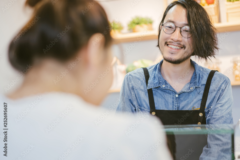 customer select and choose some food order to waiter at bar