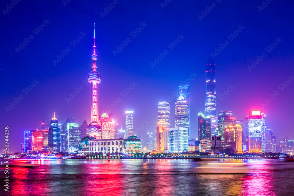 Night View of Shanghai Urban Architecture..