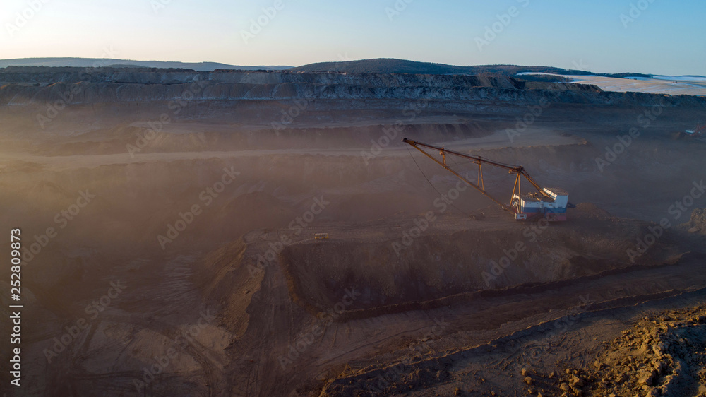 Coal mining in open pit