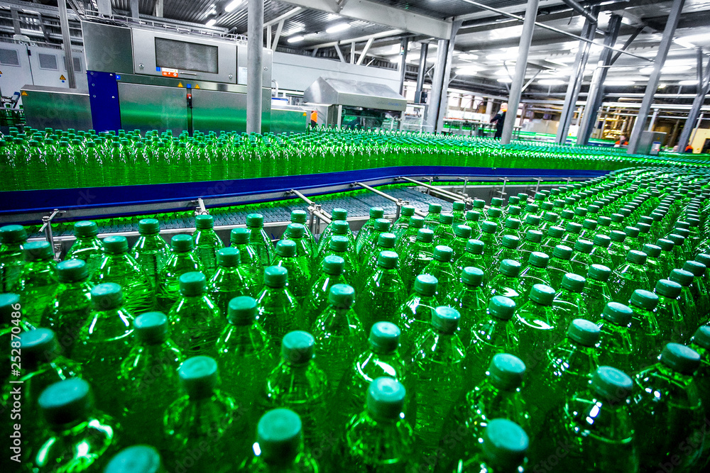 Plastic  bottles on factory line