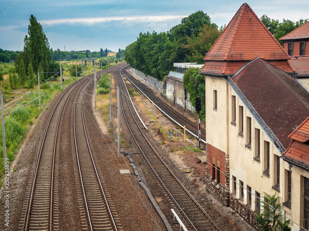 View of empty train tracks