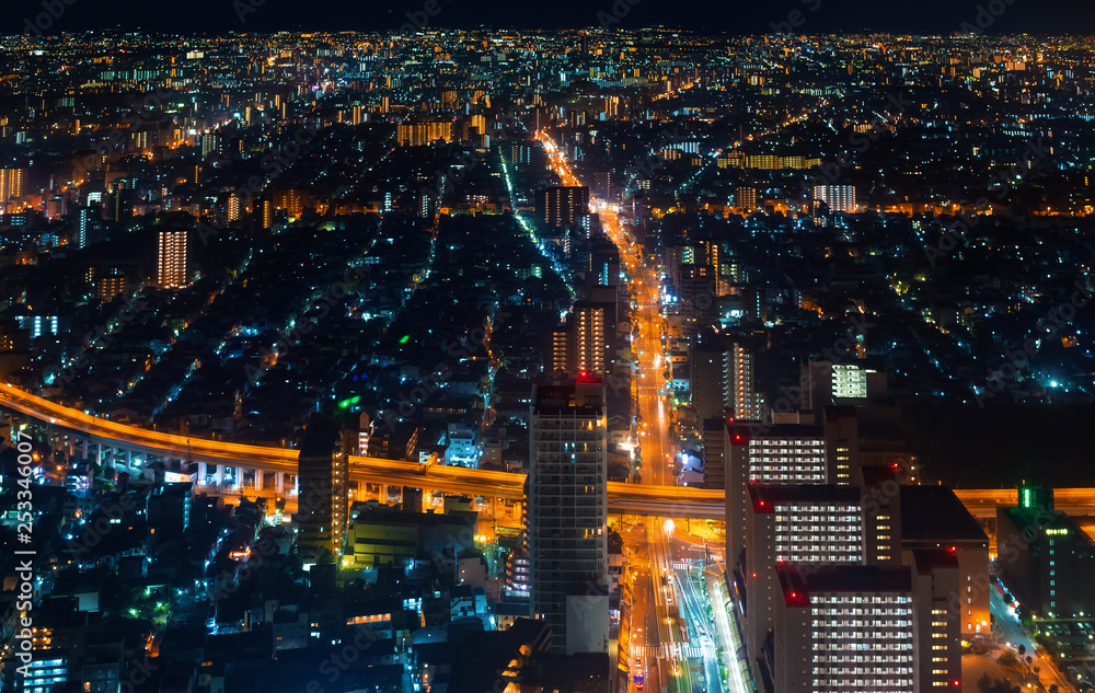 大阪夜景鸟瞰图