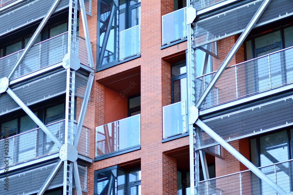 Modern condo building with huge windows