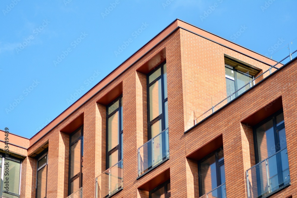 Modern condo building with huge windows