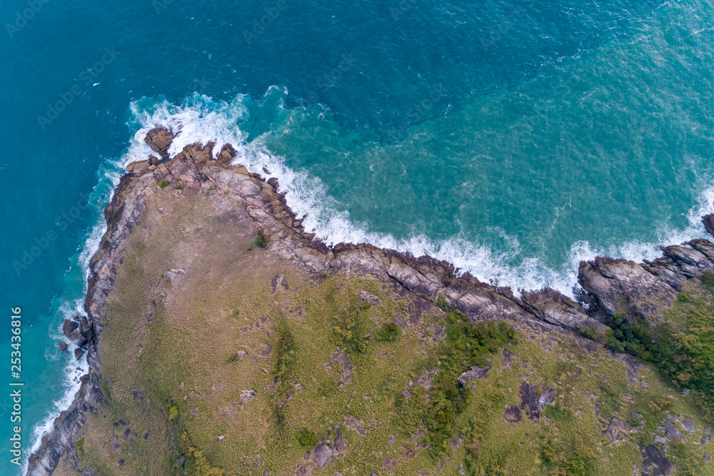 美丽热带海洋的俯视景观自然风光，夏季海景海岸