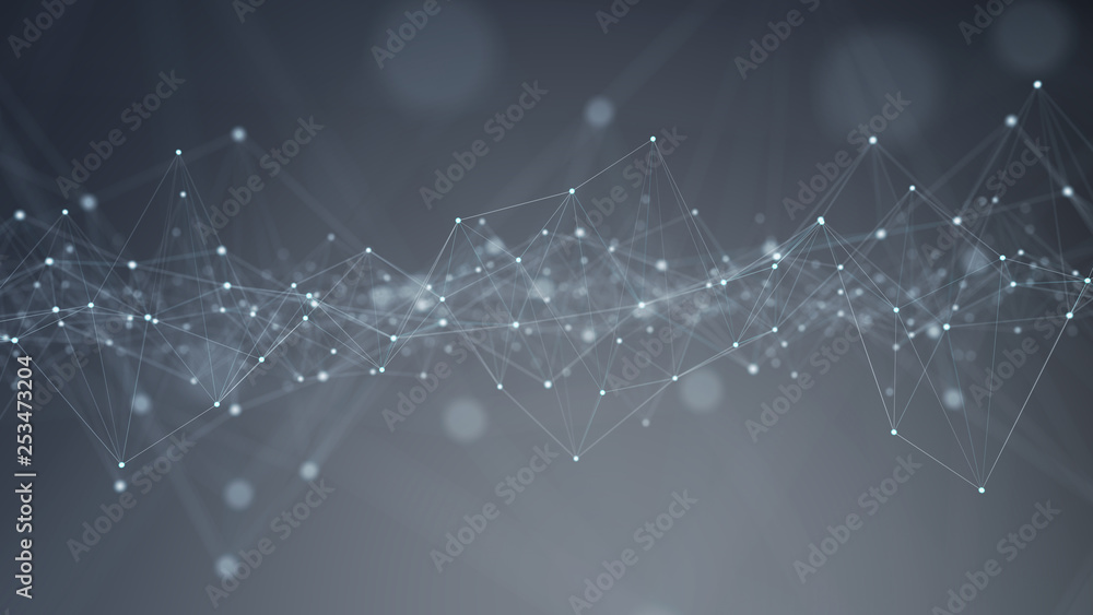 Abstract digital network connection grey background 3D rendering