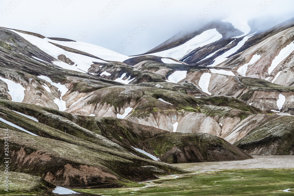 Landscape of Landmannalaugar surreal nature scenery in highland of Iceland, Nordic, Europe. Beautifu