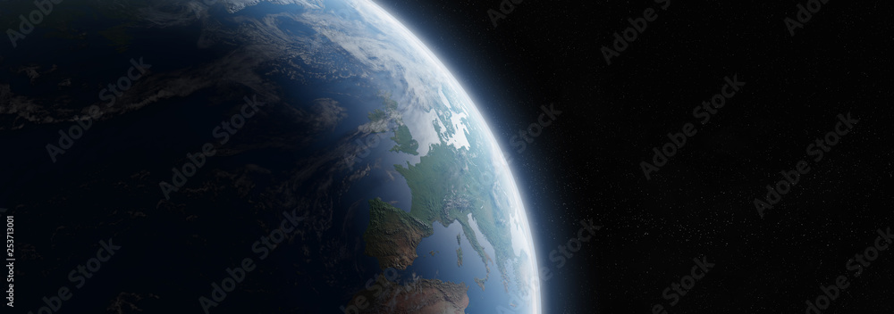 View of blue planet Earth in space 3D rendering elements of this image furnished by NASA