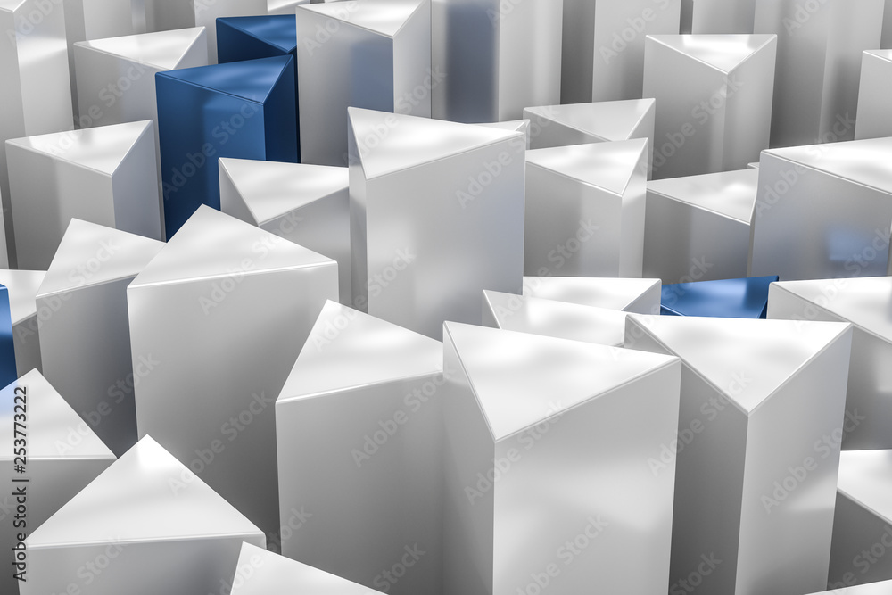 3d rendering, white triangle pillar