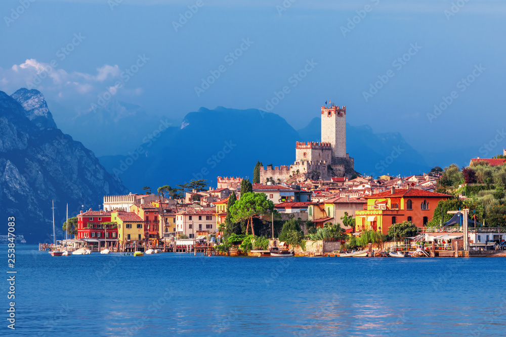 Malcesine and Lago di Garda lake view in Veneto region of Italy