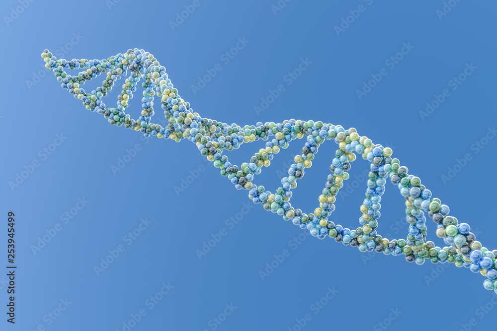 3d rendering, DNA with blue background