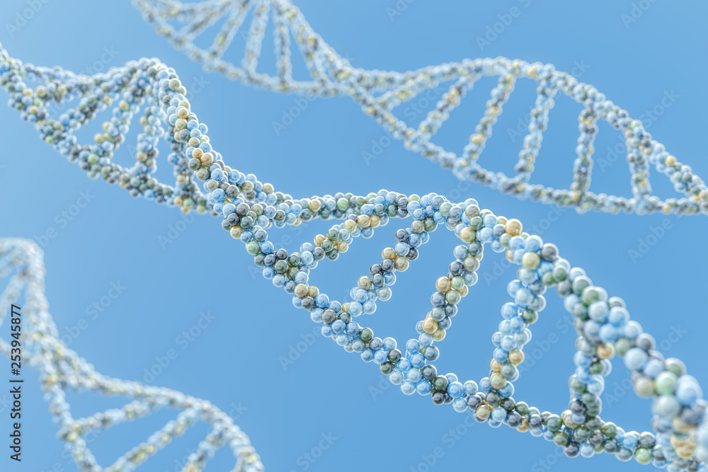 3d rendering, DNA with blue background