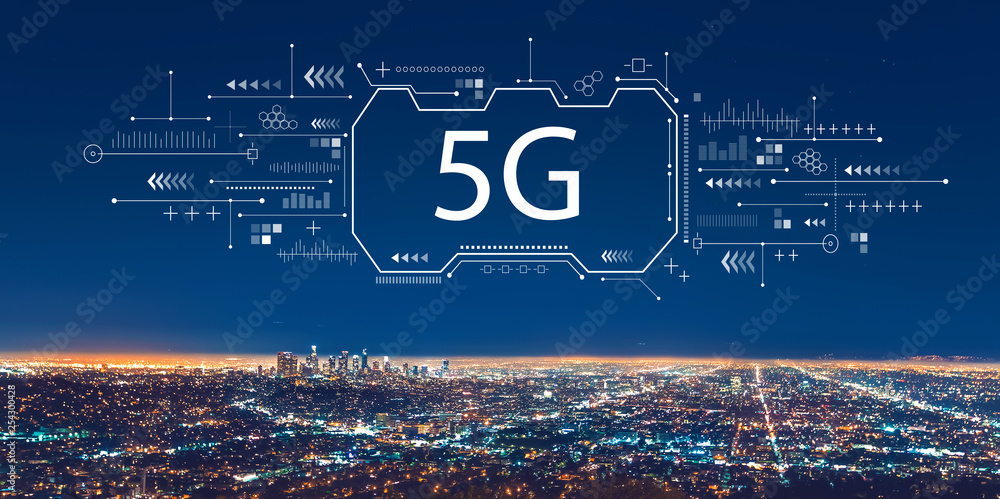 洛杉矶市中心夜间5G网络