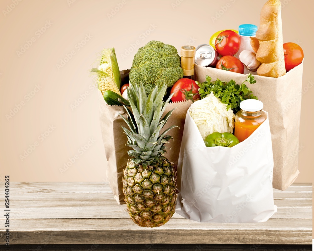 Full shopping  bag, isolated over  background