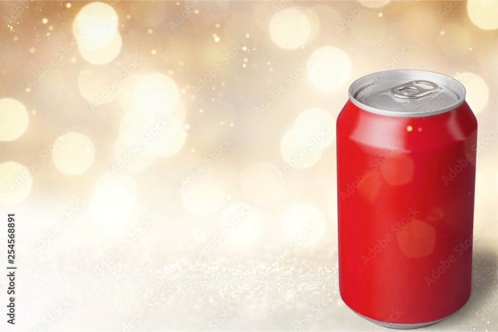 Red aluminum can with blank copy space