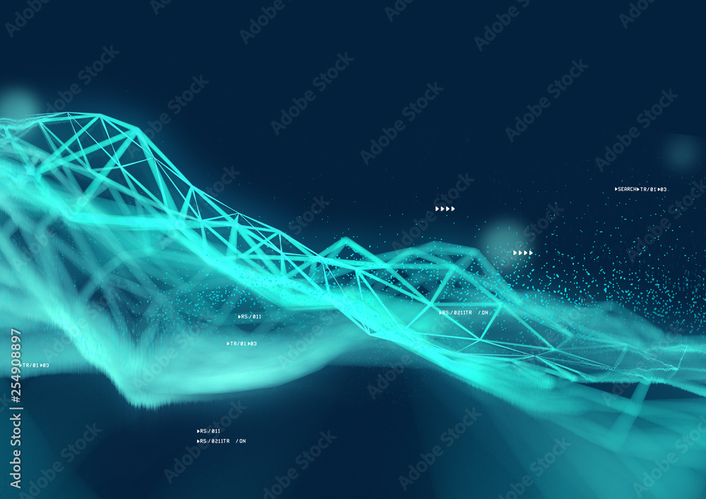 未来图形中显示的视觉数据和信息。3D插图背景